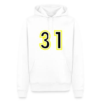31 Nombre Collège - Sweat à capuche Premium bio Homme - blanc - Devant - Nico (187cm)