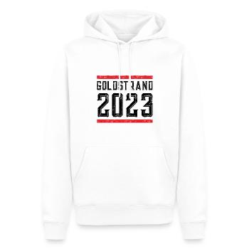 Goldstrand 2023 - Männer Premium Bio Hoodie - Weiß - Vorne - Nico (187cm)