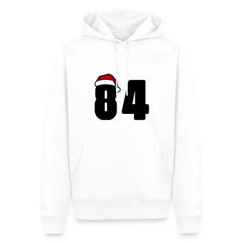 84 Numéro Noël - Sweat à capuche Premium bio Homme - blanc - Devant - Nico (187cm)