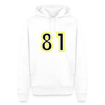 81 Zahl College - Männer Premium Bio Hoodie - Weiß - Vorne - Nico (187cm)