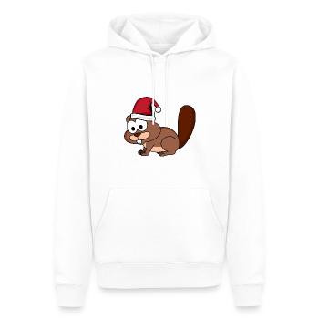 Biber Comic Weihnachten - Männer Premium Bio Hoodie - Weiß - Vorne - Nico (187cm)