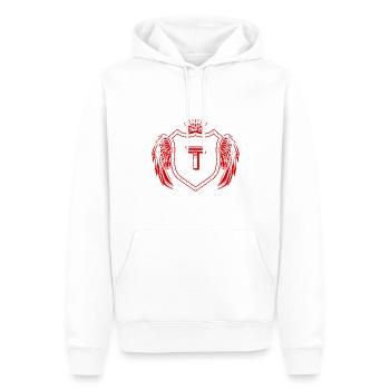 Armoiries de la lettre T - Sweat à capuche Premium bio Homme - blanc - Devant - Nico (187cm)