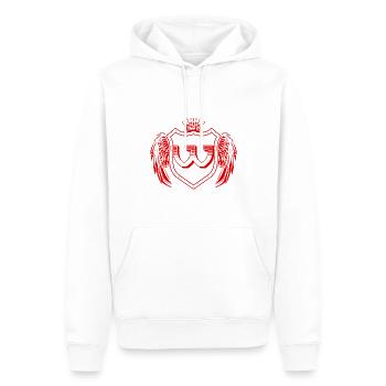 W Buchstabe Wappen - Männer Premium Bio Hoodie - Weiß - Vorne - Nico (187cm)