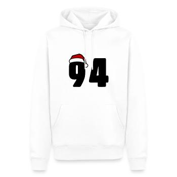 94 Numéro Noël - Sweat à capuche Premium bio Homme - blanc - Devant - Nico (187cm)