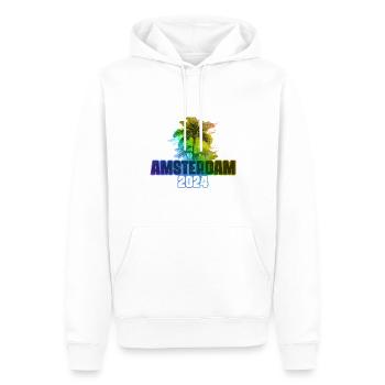 Amsterdam 2024 Vacances Palmiers Colorés - Sweat à capuche Premium bio Homme - blanc - Devant - Nico (187cm)