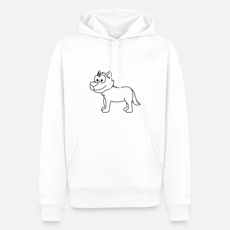 Wolf Comic Tier - Männer Premium Bio Hoodie - Weiß