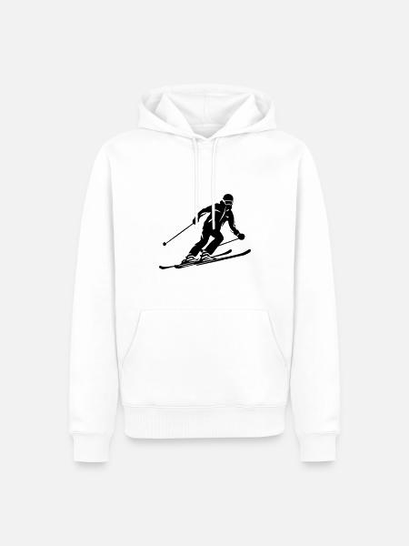 Skiing Skiing Man Silhouette - Men’s Premium Organic Hoodie - white