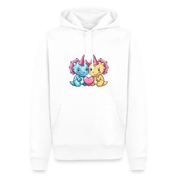 Dinosaurier triceratops Paar Verliebt Valentinstag - Männer Premium Bio Hoodie - Weiß - Vorne - Nico (187cm)