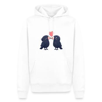 Corbeau Couple Corbeau Amoureux Animaux Saint Valentin - Sweat à capuche Premium bio Homme - blanc - Devant - Nico (187cm)