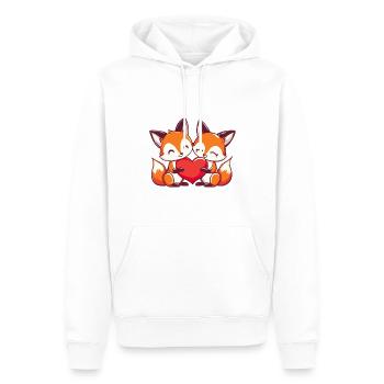 Renard Couple Amoureux Animal Saint Valentin - Sweat à capuche Premium bio Homme - blanc - Devant - Nico (187cm)