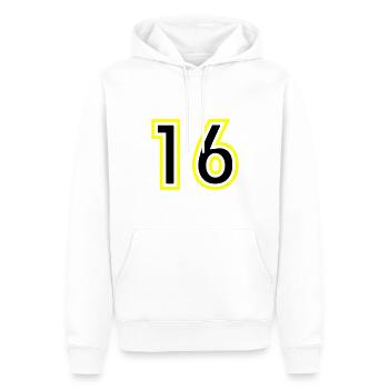16 Zahl College - Männer Premium Bio Hoodie - Weiß - Vorne - Nico (187cm)