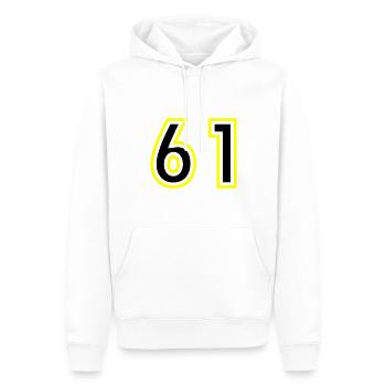 61 Zahl College - Männer Premium Bio Hoodie - Weiß - Vorne - Nico (187cm)