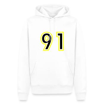 91 Nombre Collège - Sweat à capuche Premium bio Homme - blanc - Devant - Nico (187cm)