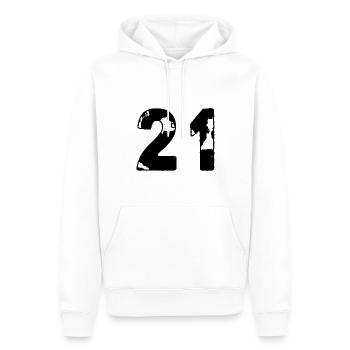 21 Maillot numéro - Sweat à capuche Premium bio Homme - blanc - Devant - Nico (187cm)