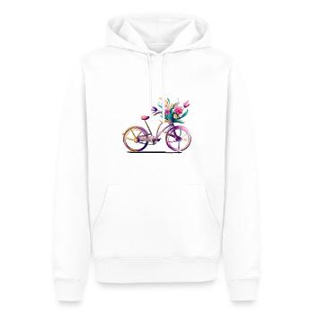 Vélo avec des fleurs - Sweat à capuche Premium bio Homme - blanc - Devant - Nico (187cm)