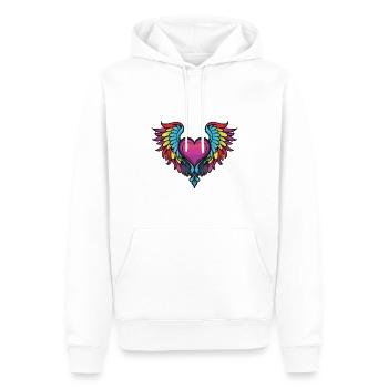 Coeur, Ailes, Ange, Amour - Sweat à capuche Premium bio Homme - blanc - Devant - Nico (187cm)