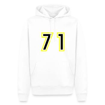 71 Nombre Collège - Sweat à capuche Premium bio Homme - blanc - Devant - Nico (187cm)