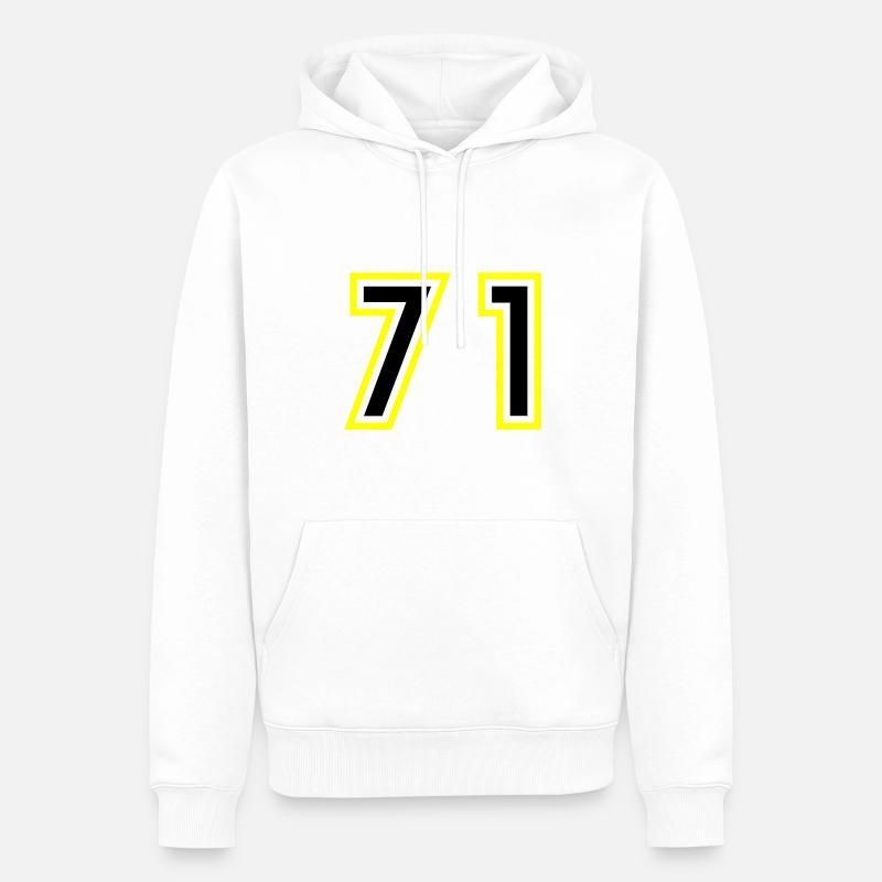 71 Nombre Collège - Sweat à capuche Premium bio Homme - blanc