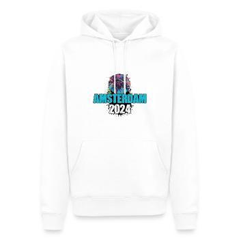 Amsterdam 2024 - Sweat à capuche Premium bio Homme - blanc - Devant - Nico (187cm)