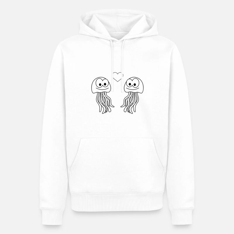 Jellyfish Comic Couple amour - Sweat à capuche Premium bio Homme - blanc