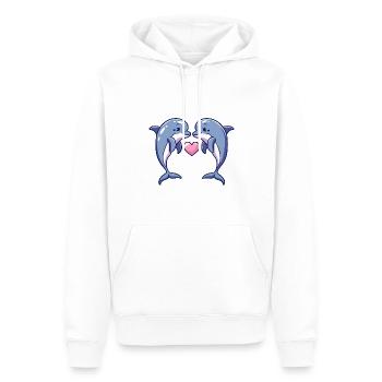 Dauphin Couple Amoureux Animal Saint Valentin - Sweat à capuche Premium bio Homme - blanc - Devant - Nico (187cm)