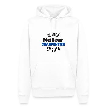 Zertifizierter bester Tischler im Jahr 2024 - Männer Premium Bio Hoodie - Weiß - Vorne - Nico (187cm)