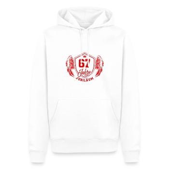 67 Zahl Wappen - Männer Premium Bio Hoodie - Weiß - Vorne - Nico (187cm)