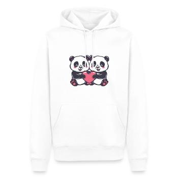 Couple Panda Amoureux Animal Saint Valentin - Sweat à capuche Premium bio Homme - blanc - Devant - Nico (187cm)
