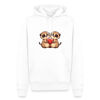 Suricate Couple Amoureux Animal Saint Valentin - Sweat à capuche Premium bio Homme - blanc - Devant - Nico (187cm)