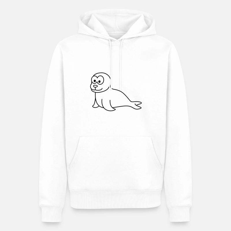 Robbe Tier Comic - Männer Premium Bio Hoodie - Weiß