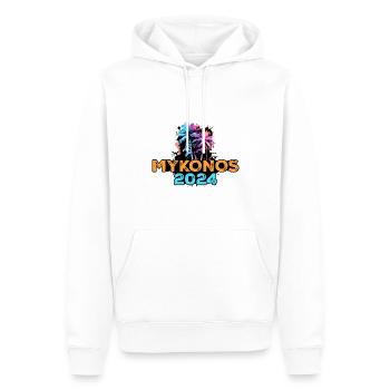 Tournée Mykonos 2024 - Sweat à capuche Premium bio Homme - blanc - Devant - Nico (187cm)