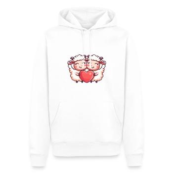 Couple De Moutons Amoureux Animal Saint Valentin - Sweat à capuche Premium bio Homme - blanc - Devant - Nico (187cm)