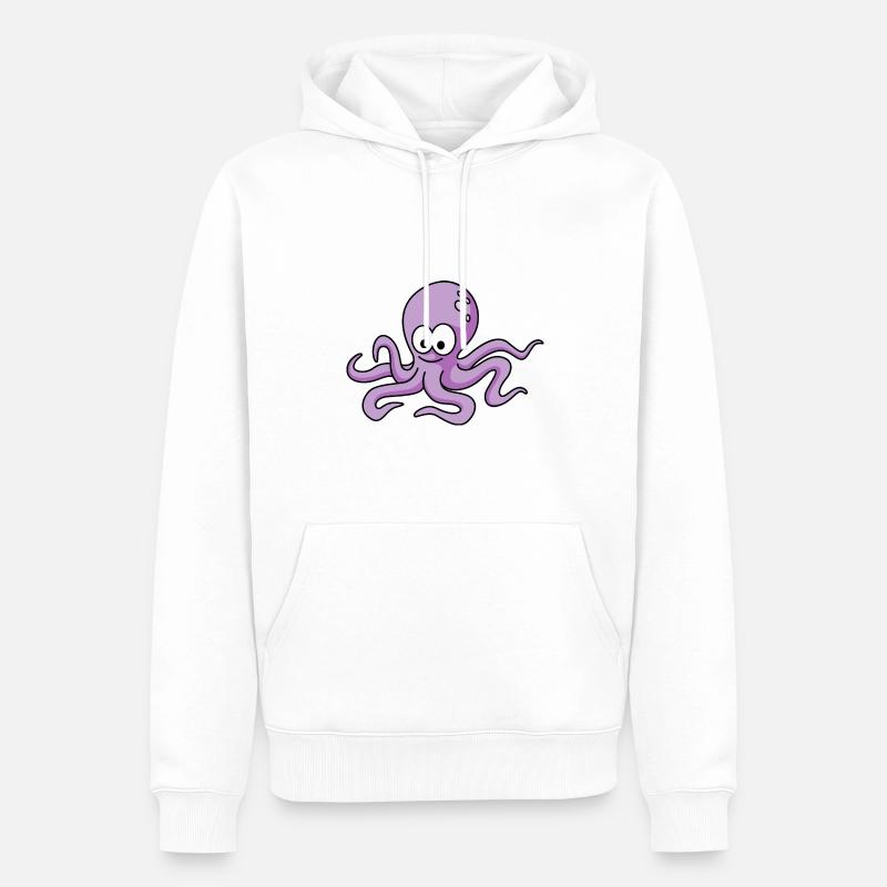 Krake Comic Tier - Männer Premium Bio Hoodie - Weiß