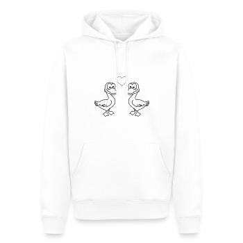 Canard Comic Couple amour - Sweat à capuche Premium bio Homme - blanc - Devant - Nico (187cm)