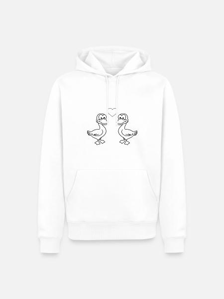 Ente Comic Paar liebe - Männer Premium Bio Hoodie - Weiß