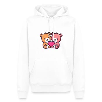 Ours Couple Amoureux Animal Saint Valentin - Sweat à capuche Premium bio Homme - blanc - Devant - Nico (187cm)