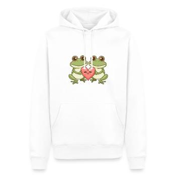Couple De Grenouille Amoureux Animal Saint Valentin - Sweat à capuche Premium bio Homme - blanc - Devant - Nico (187cm)