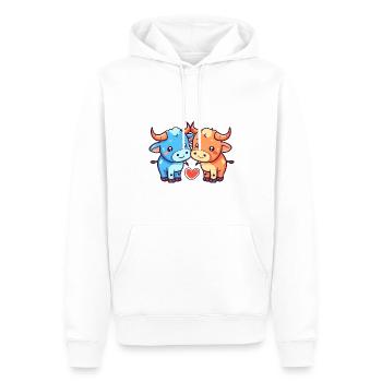 Taureau Couple Amoureux Animal Saint Valentin - Sweat à capuche Premium bio Homme - blanc - Devant - Nico (187cm)