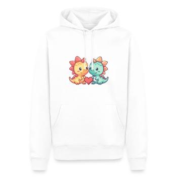 Dinosaure Stégosaure Couple Amoureux Saint Valentin - Sweat à capuche Premium bio Homme - blanc - Devant - Nico (187cm)