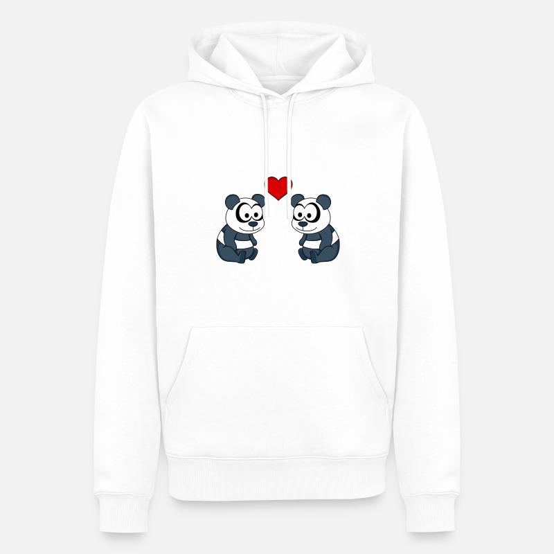 Panda Comic Couple Amour - Sweat à capuche Premium bio Homme - blanc