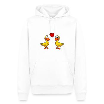 Canard Comic Couple amour - Sweat à capuche Premium bio Homme - blanc - Devant - Nico (187cm)