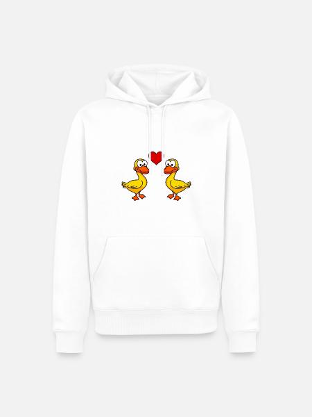 Ente Comic Paar liebe - Männer Premium Bio Hoodie - Weiß