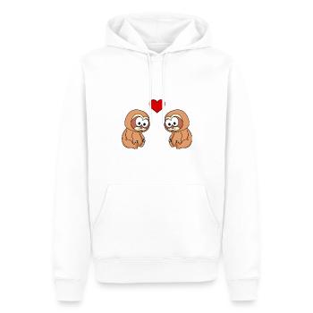 Faultier Comic Paar liebe - Männer Premium Bio Hoodie - Weiß - Vorne - Nico (187cm)
