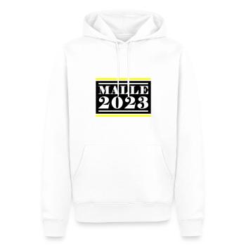 Malle 2023 - Sweat à capuche Premium bio Homme - blanc - Devant - Nico (187cm)