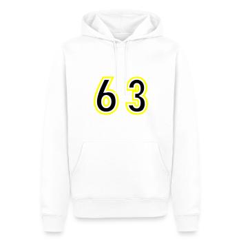 63 Number College - Men’s Premium Organic Hoodie - white - Front - Nico (187cm)