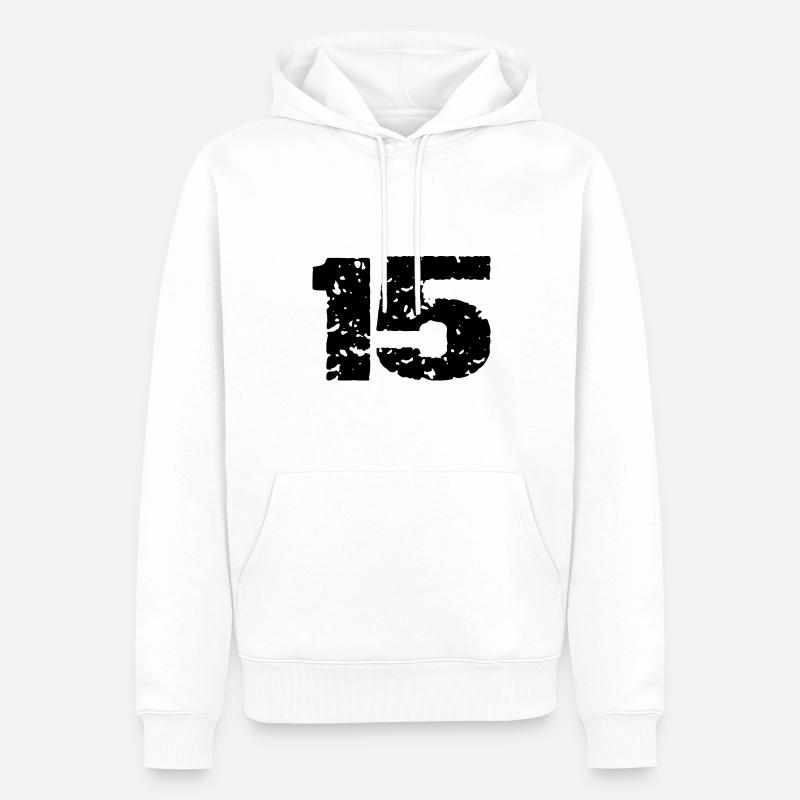 Maillot 15 Numéro - Sweat à capuche Premium bio Homme - blanc