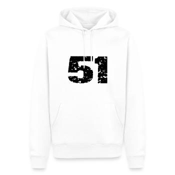 51 Zahl Trikot - Männer Premium Bio Hoodie - Weiß - Vorne - Nico (187cm)