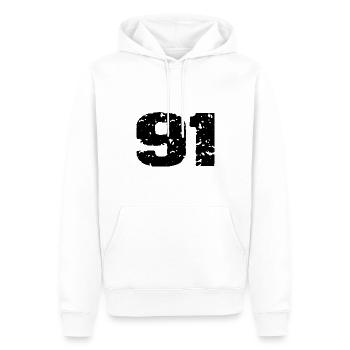 91 Maillot numéro - Sweat à capuche Premium bio Homme - blanc - Devant - Nico (187cm)