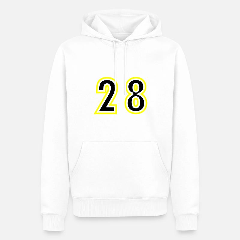 28 Nombre Collège - Sweat à capuche Premium bio Homme - blanc