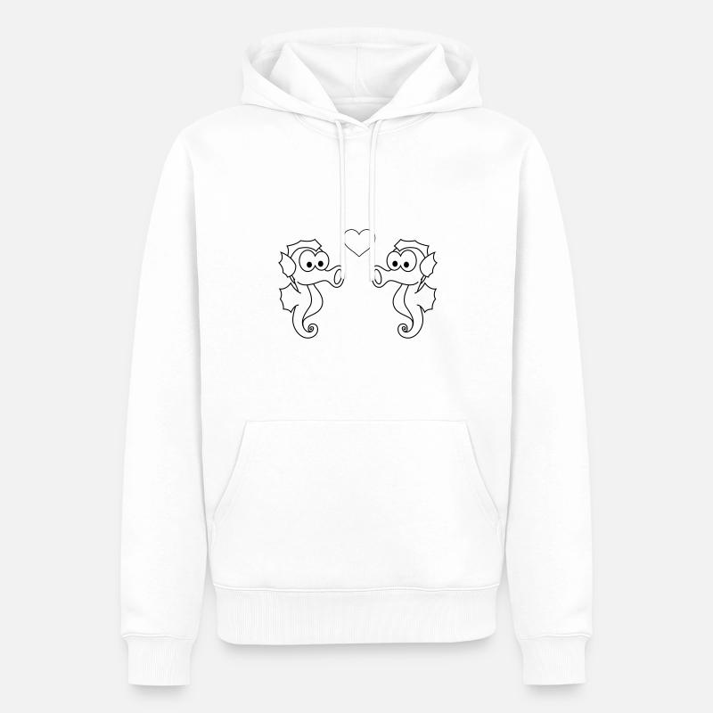 Amour du couple d’hippocampes - Sweat à capuche Premium bio Homme - blanc